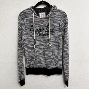 Beach By Exist Knit Hoodie Pensacola Beach Slim Black White Lightweight Size S